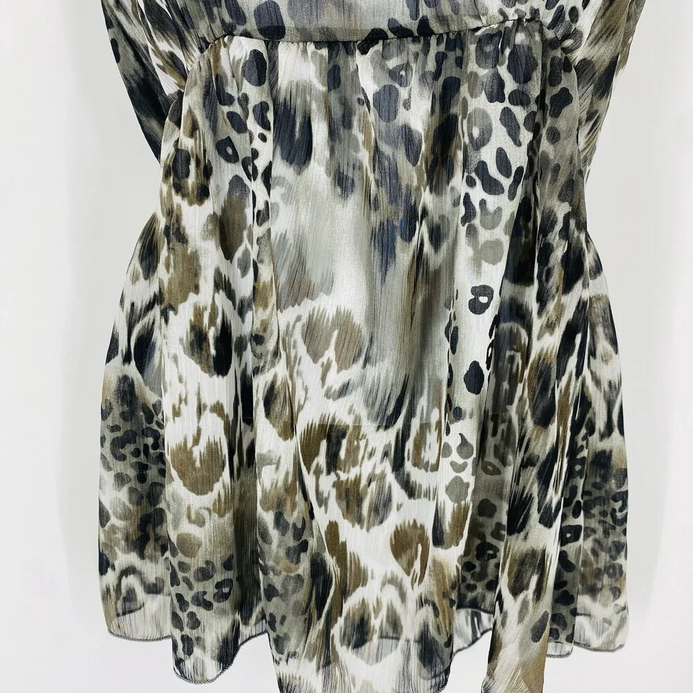 Y2K Buckle Tank Top Sheer Mesh Animal Print Peplum Medium Vintage Edgy Emo - Picture 4 of 8